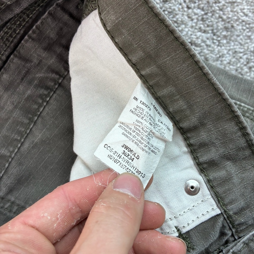 Wrangler Riggs Cargo Pants Mens 36x34 Olive Green Carpenter Ripstop Canvas - Picture 4 of 7
